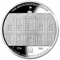 Malta 2021 10 euro 225th anniversary of the completion of the building of the bibliotheca 1796