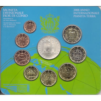 San Marino 2008 Euro coins BU set with 5 euro silver coin