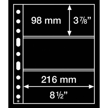 Leuchtturm plastic sheets GRANDE 3 pockets 98x216 mm black
