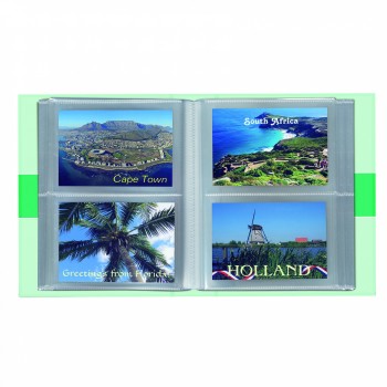 Leuchtturm postcard album 50 clear sheets green