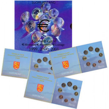 Finland 1999-2000-2001 Euro coins BU set