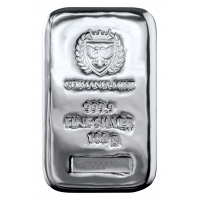 Germania mint Silver Cast Bar 100g.