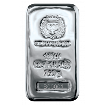Germania mint Silver Cast Bar 250g.