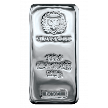 Germania mint Silver Cast Bar 500g.
