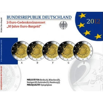 Germany 2012 Ten years of the Euro A D F G J Proof
