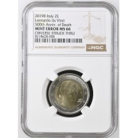 Italy 2019 Leonardo da Vinci Mint Error Graded NGC MS66