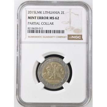Lithuania 2015 2 euro Mint Error Graded NGC MS62
