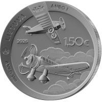 Lithuania 2025 1.5 euro ANBO aircraft - 100 years