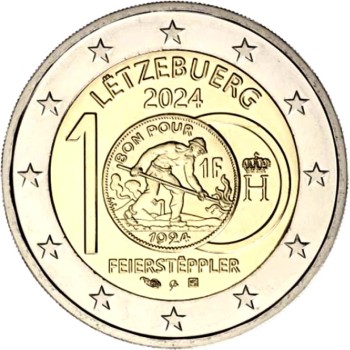 Luxembourg 2024 100th Anniversary of the Introduction of the Franc Coins bearing of the image of the Feierstëppler