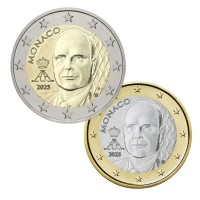 Monaco 2025 2 euro and 1 euro regular UNC coins Monaco 2025 2 euro and 1 euro regular UNC coins