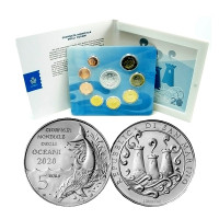 San Marino 2020 Euro coins BU set with 5 euro silver coin
