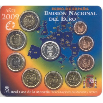 Spain 2009 Euro coins BU Set with silver medal Cantabria