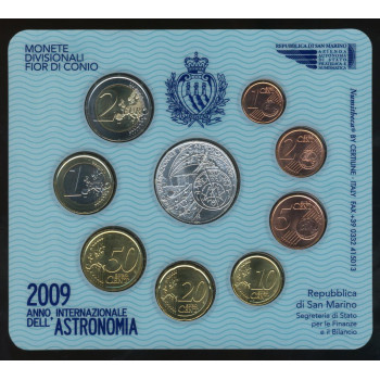 San Marino 2009 Euro coins BU set with 5 euro silver coin