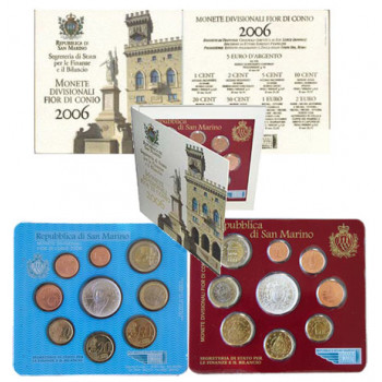 San Marino 2006 Euro coins BU set with 5 euro silver coin